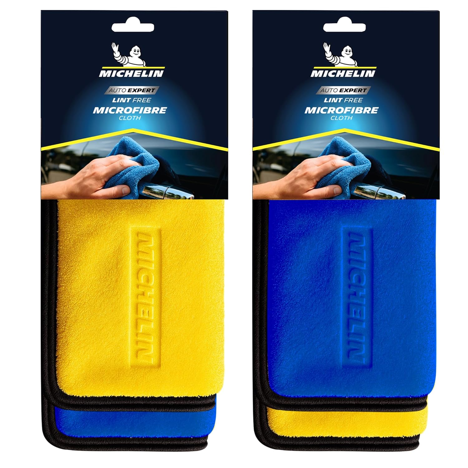 500 GSM 40X40 cms 4 pcs (2 Blue-Grey & 2 Yellow-Grey)