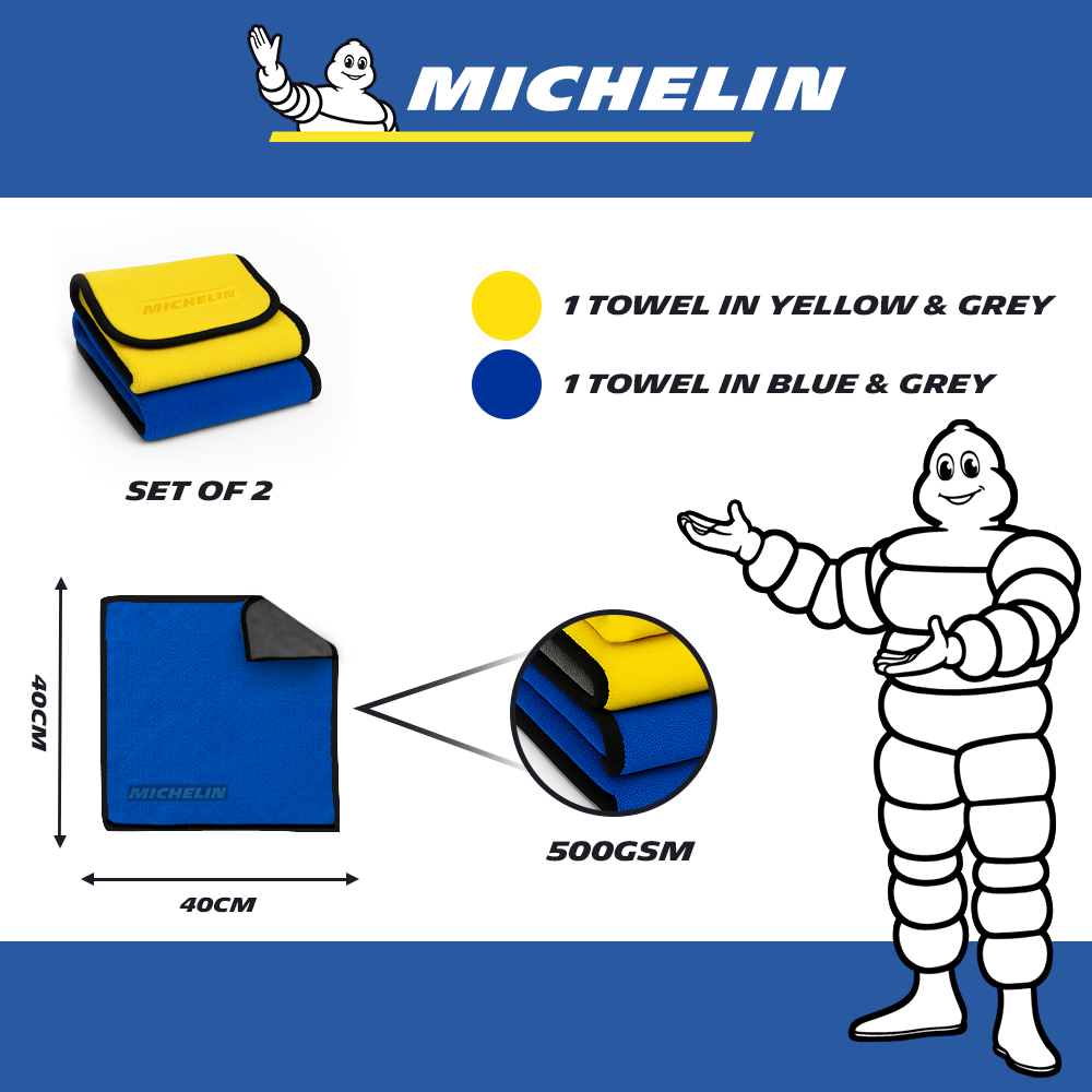 500 GSM 40X40 Cms 2 pcs (1 blue-grey & 1 yellow-grey)